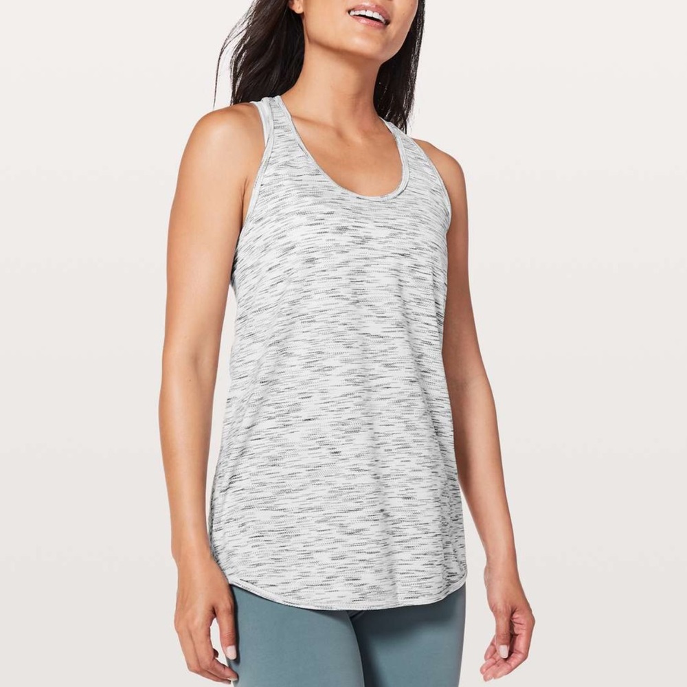 Lululemon Essential Tank Gray and White Size 6 - Picture 1 of 6